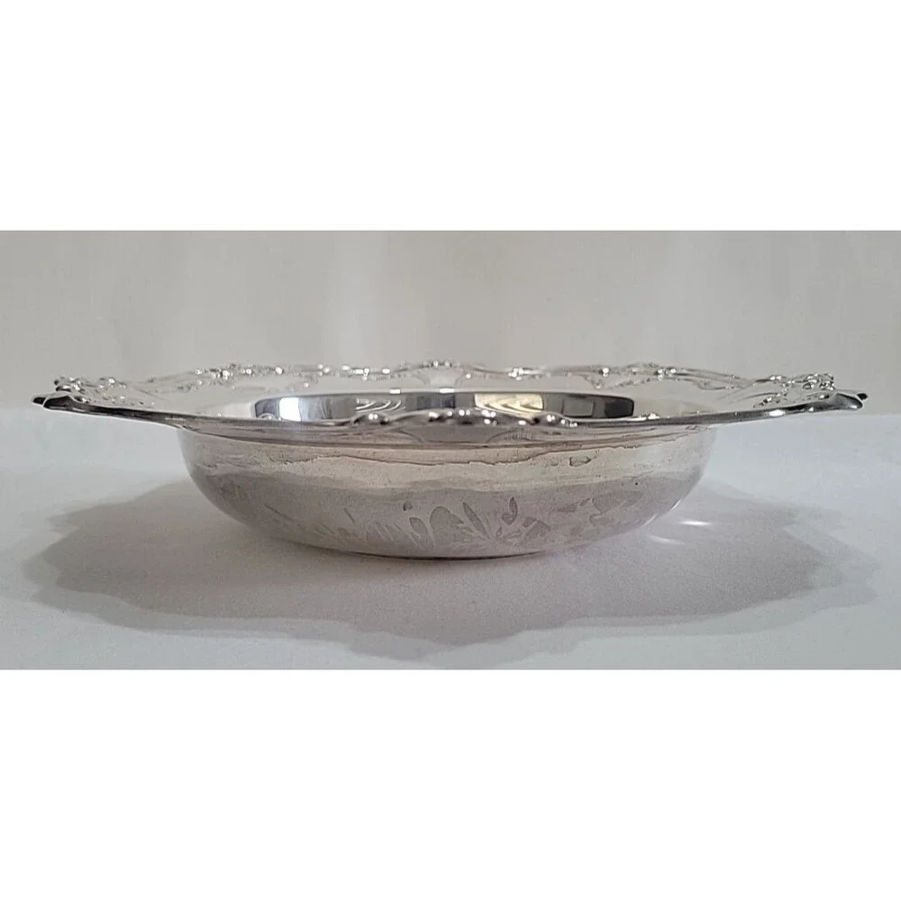 Vintage Gorham Silverplate Serving Bowl YC1308 Ornate Scroll Border 10